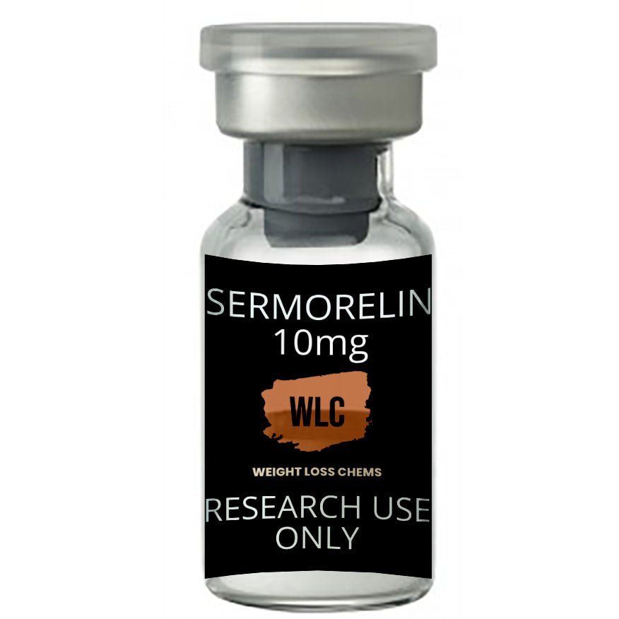 SERMORELIN 10mg vial for research use only. Weight Loss Chems product.